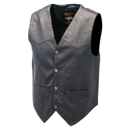 Lambskin Patched Leather - Premium Black Dress Lambskin Leather Vest for Men #VM507K