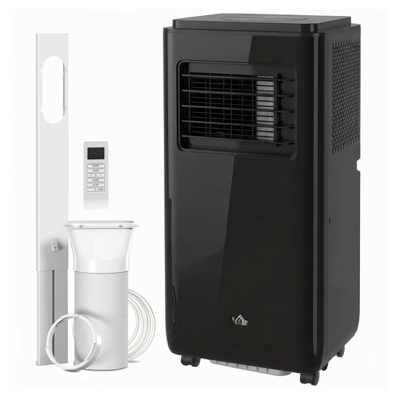 10000 BTU Mobile Air Conditioner, 440 Sq Ft, Dehumidifier Fan with Timer, Window Kit - Black