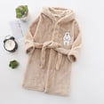thumbnail image 2 of Children's Plush Coral Fleece Bathrobe,Cozy Hooded Robe with Belt,Cute Print,for Kids Toddlers 2-12 Years,Warm After-Bath Loungewear Toddler Pajamas Gibobby,Khaki,Size 3-4T, 2 of 7