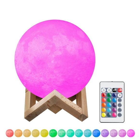 Amdohai 3D Printing Moon Light with Stand Touch Control Rechargeable Remote Control 16-Color Dimmable Luna Night Bedroom Decoration Bedside Lamp (8cm/3.1in Diameter)