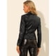 thumbnail image 5 of Chaqueta De Cuero Pu Con Cuello De Solapa Y Manga Larga Con Cremallera Frontal Para Mujer Negro XS, 5 of 6