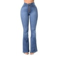 thumbnail image 2 of LYMAYTER High Waisted Bell Bottom Jeans for Women Retro Bootcut Jeans Stretch Flared Pants S-2XL, 2 of 10