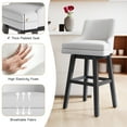 thumbnail image 4 of Solfway Bar Stools Set of 2, 26" H Upholstered Barstools with Backs, Swivel Modern Counter Height Bar Stool Chairs for Kitchen Island, Wood Legs, White Fabric Counter Stools, 4 of 7