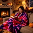 thumbnail image 6 of Dtchengua Tie Dye Colorful Rainbow Flannel Fleece Bed Blanket Throw Blanket Lightweight Cozy Plush Blanket for Bedroom Living Rooms Sofa Couch 60"x50", 6 of 9