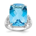 thumbnail image 4 of 925 Sterling Silver Rhodium Blue Topaz and Diamond Ring Size 7, 4 of 5