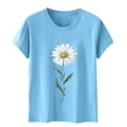 thumbnail image 5 of FamilyThread Women's Versatile Short Sleeve Floral Crew Neck T Shirt Sunflower Graphic Loose Tees Casual Tops, 5 of 5