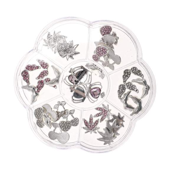 Unique Bargains 1 Set Colorful Plum Blossom Box Rhinestone Nail Supplies Pink