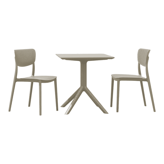Compamia Lucy Outdoor Bistro Set 3 Piece with 27 inch Table Top Taupe