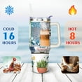 thumbnail image 4 of 40oz Watercolor Cactus Succulents Stainless Steel Flip Straw Tumbler Spill Proof Travel Cup Double Wall Vacuum Insulated Coffee Mug with Top Handle, 4 of 6