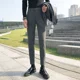 thumbnail image 4 of Pantalones de traje masculino elásticos de sastrería social con trenzas Pantalones de verano para hombre drapeados rectos fluidos ajustados elásticos de negocios elegantes, 4 of 5