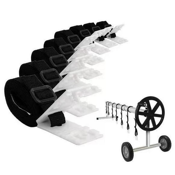 nipocaio Swimming Pool Solar Cover Reel Fixing Kit with 1 Nylon Adhesive Straps, 1 Cord Plates, 1 Buckles