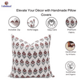 thumbnail image 6 of Fabdivine Pack Of 2 Block Print Throw Pillow Cover, 26x26 Inch Off White Linen Decorative Cushion Cover, Floral Boho Design Red Pillow Cover for Sofa And Couch, 6 of 7