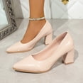 thumbnail image 3 of Vibrex Heels for Women Closed Pointed Toe Chunky Pumps Shoes Women Block High Heels Slip On Dress Office Wedding Shoes Casual Solid Color Shoes, 3 of 9
