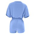 thumbnail image 4 of AYA Ensemble Décontracté pour Femmes d'Été Uni à Col Rond, Chandail à Manches Mi-Longues et Shorts, 4 of 4
