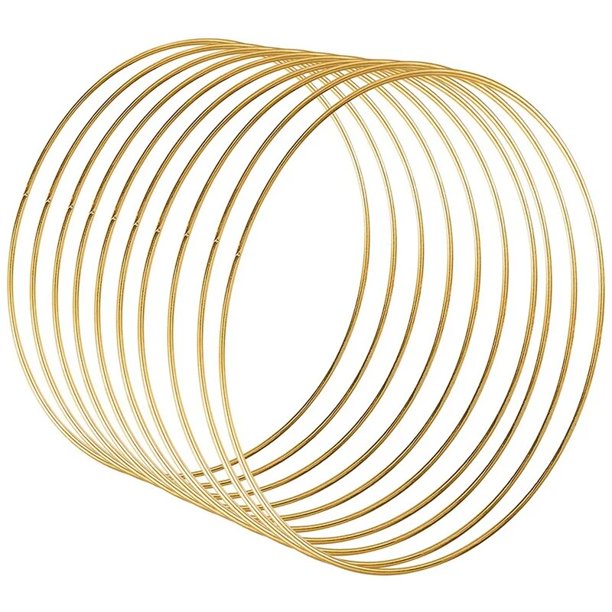 Guirnalda de Metal grande con borlas doradas, anillo artesanal, decoración de corona de boda DIY, búsqueda de sueños y colgante de pared Cr, 30 cm, 10 piezas
