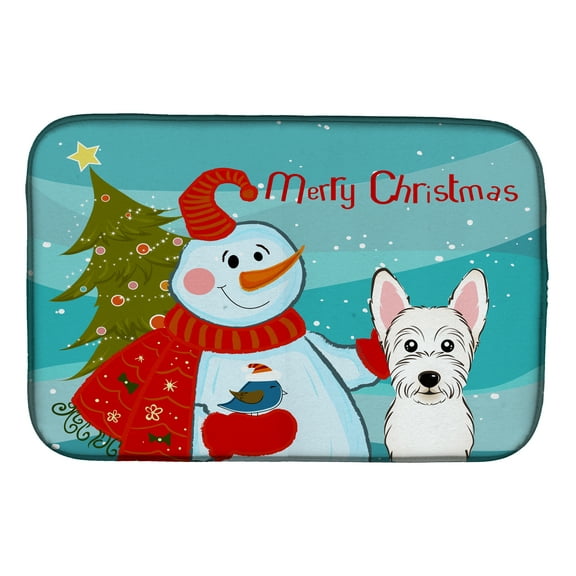 Snowman with Westie Dish Drying Mat
