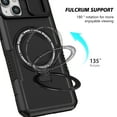 thumbnail image 2 of for iPhone 15 Case with Camera Sliding Cover, [Compatible with MagSafe] with Magnetic Ring Kickstand, Military Grade Heavy Duty Plustection Phone Case for iPhone 15, Black, 2 of 10