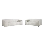 Cream Velvet Channel Tufted Sofa Set 2Pcs NAYA Meridian Contemporary Modern