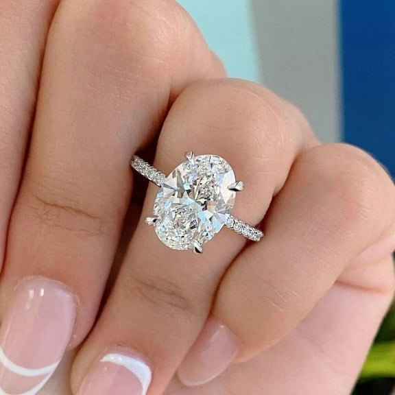 solitaire jewels 4.25CT Oval Moissanite Solitaire Engagement Ring For Women, 14K Yellow Gold