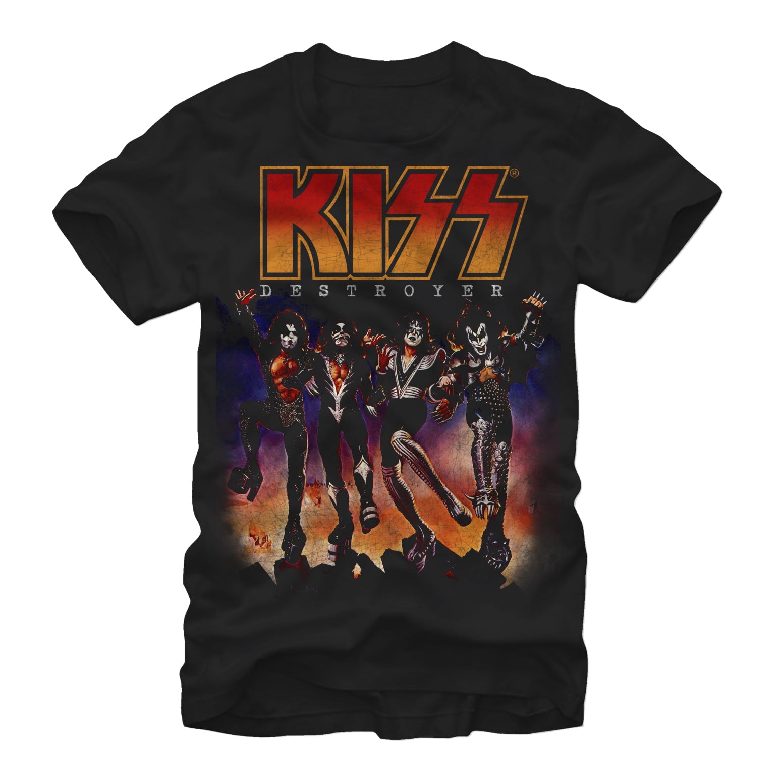 Kiss Band Alive Stage Officially Licensed Black Back Sublimation Adult T-Shirt