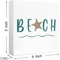 thumbnail image 2 of Zomyto 5"x5" Summer Beach Theme Wood Box Sign Beach Starfish Wooden Block Sign Desk Décor,Summer Beach Sign Decor, 2 of 6