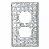 LAMIRO Outlet Covers Silver,Shiny Rhinestones Wall Plate Light Cover Wall Plate Cover Light Cover Decorative Bling Light Cover for Home Ornaments,1 Set of Switch Cover with Screws