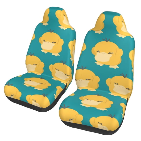 Psyduck Car Seat Covers 2 Pack Cartoon Print Front Seat Covers Interior Accessory Universal Vehicle Seat Protector Fit for Car Auto Truck Van SUV Sedan