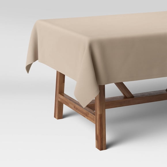 104" X 60" Solid Tablecloth Natural - Threshold™: Traditional Rectangle, Cotton & Recycled Polyester, Autumn Decor