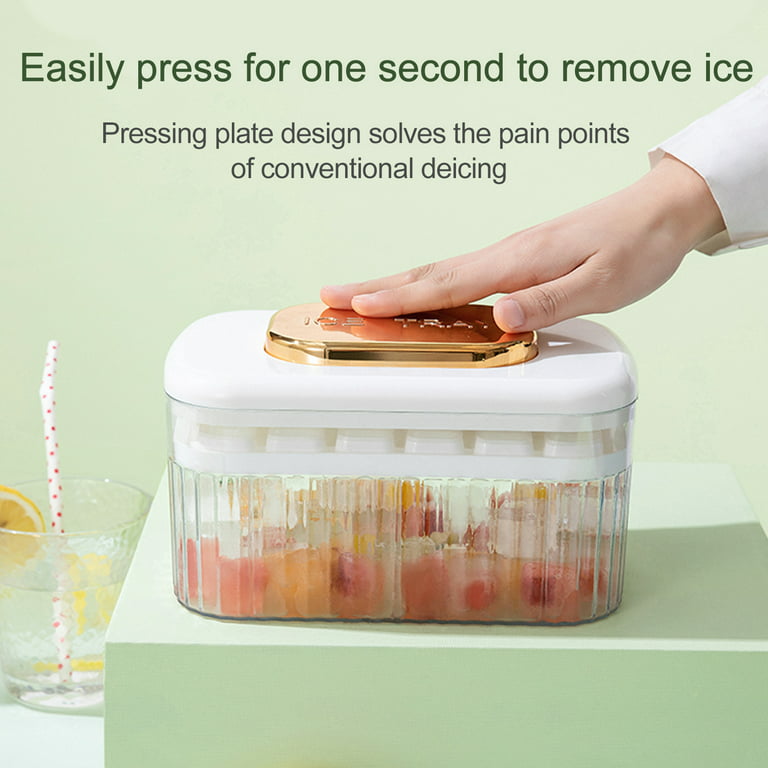 One-button Press Type Ice Mold Box Kitchen 32/64 Grid Ice Cube Maker Ice  Tray Mold With Storage Box With Lid Bar Kitchen Gadget