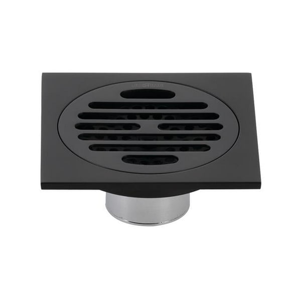 4 in. Watercourse Symmetric Square Grid Shower Drain, Matte Black