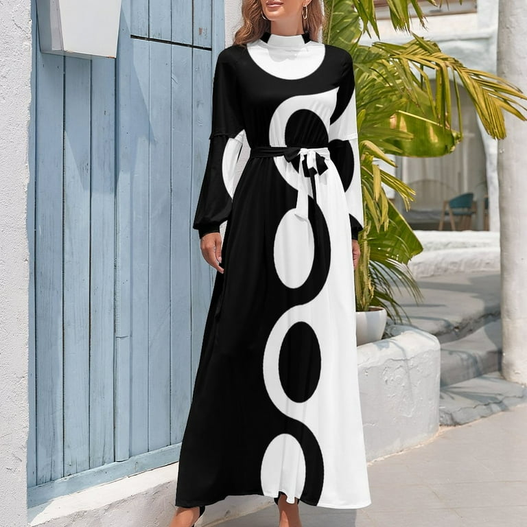 Black White Mod Long Dress summer dresses ladies dress women summer fairy  dress - Walmart.com
