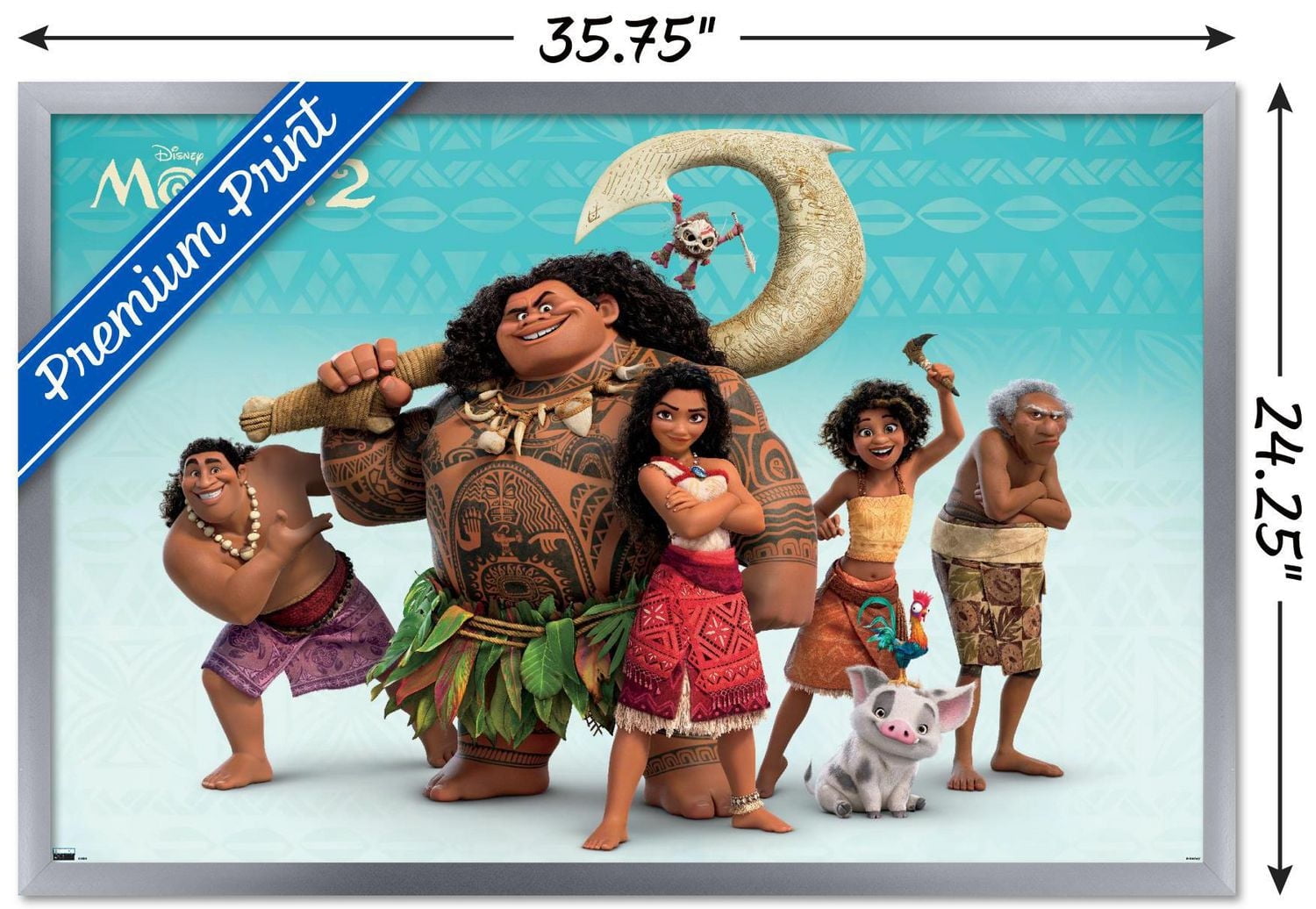 Disney Moana 2 - Group Wall Poster, 14.725" x 22.375" Framed