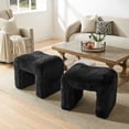 thumbnail image 3 of Roundhill Furniture Zorya Contemporary Faux Fur U-Shaped Ottoman, Set of 2, Black, 3 of 9