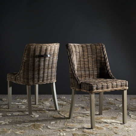 Safavieh Caprice Wicker Dining Chair with Leather Handle ...
