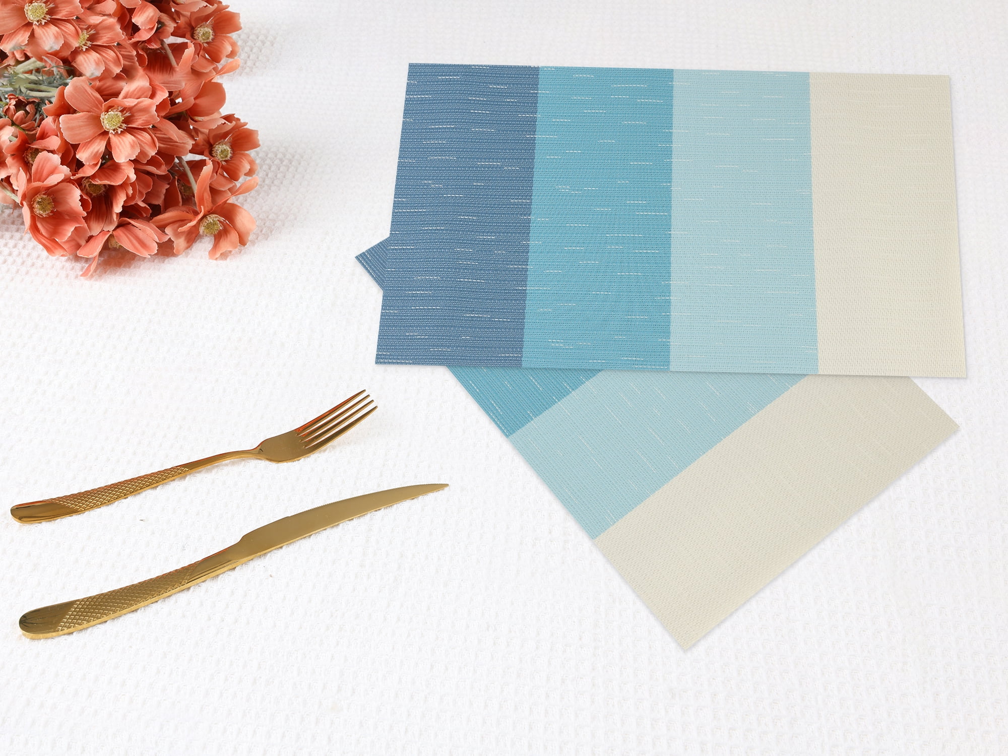 Unique Bargains 8 Packs Placemats for Kitchen Dining Table Decor Washable Green 18x12in