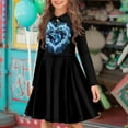 thumbnail image 2 of DISNIMO Dolphin Dress for Girls Flower Dress Long Sleeve Heart Dress Girls 3-4 Fall Skater Dress Girls Midi Dresses for Kids Twirl Dress with Collar for Girls Button Dress Child Twirling Dresses, 2 of 7