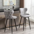 thumbnail image 3 of 29 Inch Counter Height Bar Stools Set of 2,180°Self-Righting Modern Swivel Bar Chairs Set of 2,With Golden Nailhead Trim And Metal Base,for Kitchen Island Restaurant Pub(Light Grey,29 inch，2PCS), 3 of 11