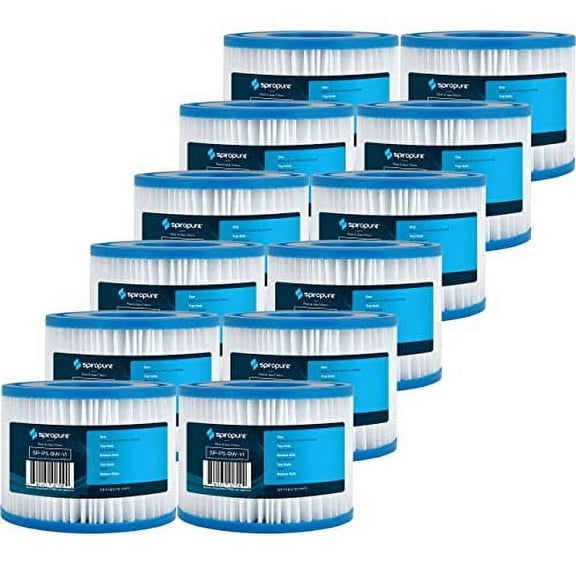 SpiroPure Replacement for BestWay Coleman SaluSpa Type VI 90352E 90424E Intex Type VI Hot Tub Spa Pool Cartridge (Pack of 12)