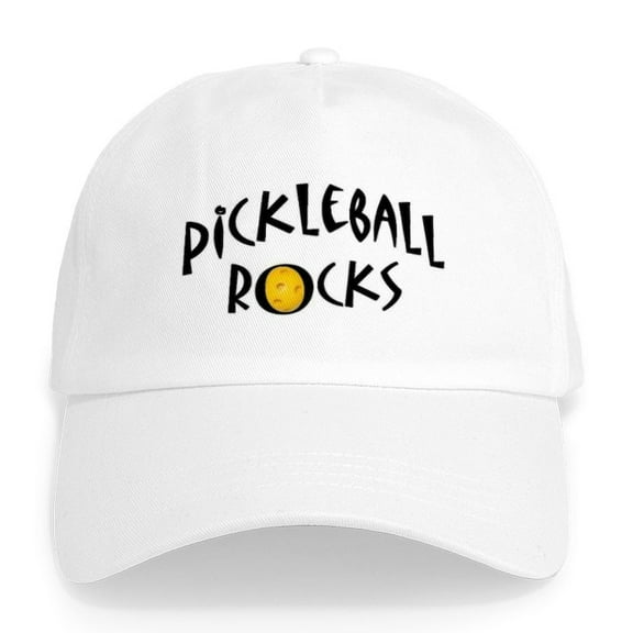CafePress - Custom Pickleball Rocks Hat / Cap - Adjustable 100% Brushed Unisex Casual Cotton Baseball Cap, Beige, 1