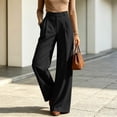 thumbnail image 7 of Miluxas Women's High Rise Wide Leg Trousers Pleated Front Business Casual Loose Straight Pants with Pockets Dress Pants for office Commute Wear Black, 7 of 7