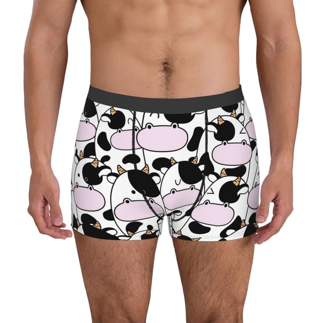 Fotbe Cute Animal with Cow Calzoncillos Tipo Boxer con Bolsa de Soporte Total para Hombre, X-Temp Fresco, Transpirable y de Secado Rápido-X-Large