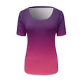 thumbnail image 4 of Fulijie Short Sleeve T Shirt For Ribbed,No Boundaries Ribbed Short Sleeve Shirt,Womens Tops,Women Short Sleeve Scoop Neck Ribbed Fitted Knit Shirt Basic Tight TShirts Henley Gradient Summer Tops, 4 of 4