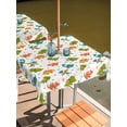 thumbnail image 2 of Square Outdoor Tablecloth with Umbrella Hole Dinosaurs Outside Table Cloth Waterproof Patio Table Cover Green Orange Blue Cartoon Dinosaurs Zipper Tablecloths for Picnic Party Camping 60x60 Inch, 2 of 8