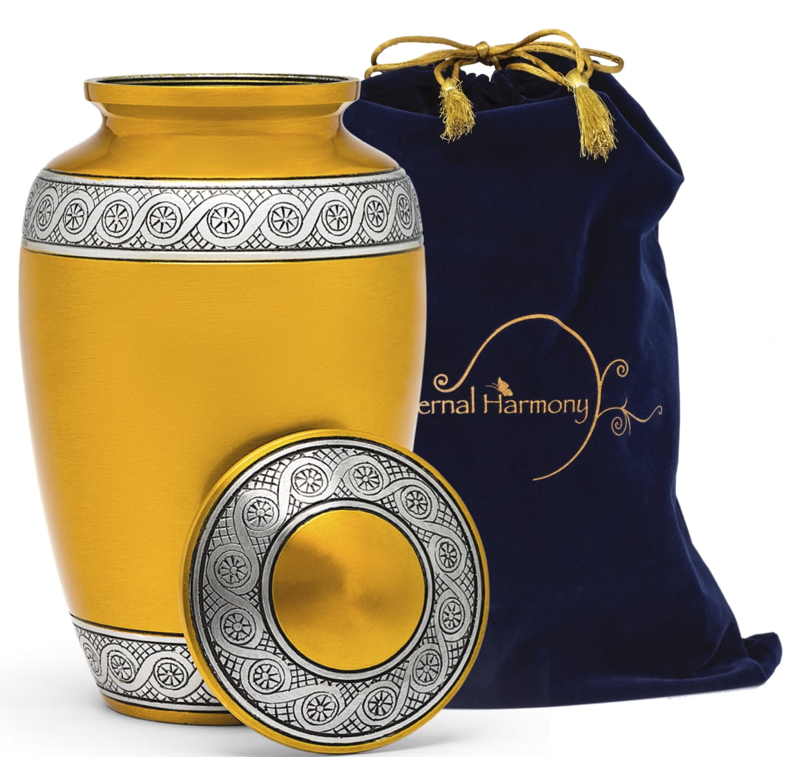 Eternal Harmony Cremation Urn for Human Ashes | Memorial Urn Carefully Handcrafted with Elegant Finishes to Honor and Remember Your Loved One | Adult Urn Large Size with Beautiful Velvet Bag