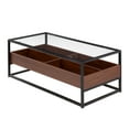 thumbnail image 4 of LumiSource Black Steel, Walnut Wood, Clear Glass Display Coffee Table, 4 of 7