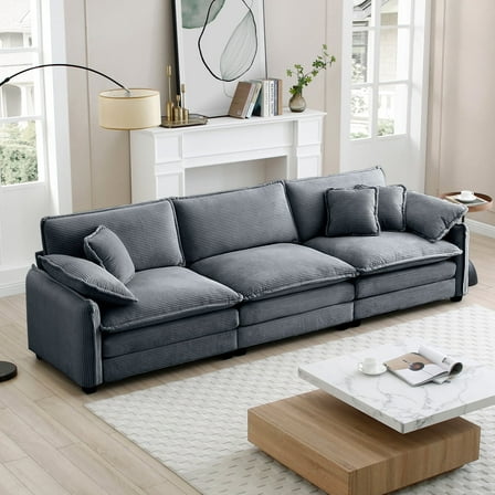Newboti Mira 3 Seater Sofa Grey Corduroy (3S) 3470736933071