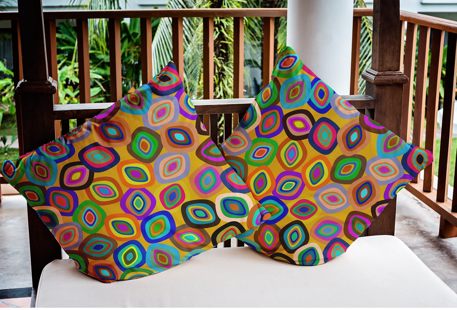 16" x 16" Simply Daisy Modern Leaf Pile Polyester Indoor/Outdoor Pillow, Multi Qty 1