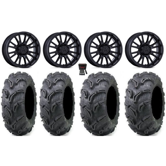 MSA ThunderLips 14" Wheels Black 30" Zilla Tires Can-Am Maverick X3 / Honda Pioneer 1000 / Talon