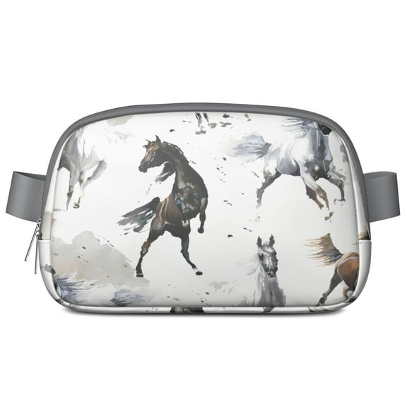 Portable Mini Waist Bag for Women - Retro Horse & Pony Print Crossbody Fanny Pack, Small Bag for Farm Trips, Walking