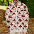 thumbnail image 2 of SERTG Men Christmas Tops Fashion Christmas Print Hoodless Casual Coat Holiday Lapel Collar Zip Shirt Long Sleeve Cardigan Pullover(Beige,4XL), 2 of 5